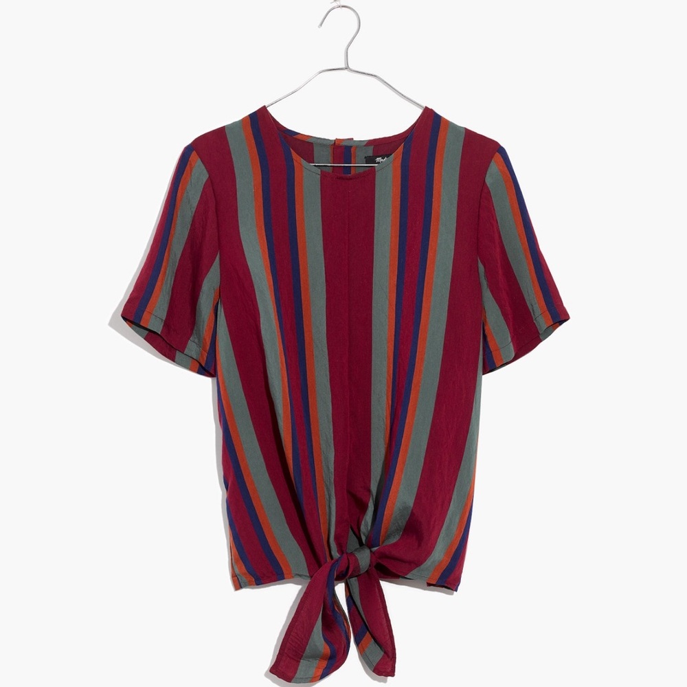Madewell Button-Back Tie Tee in Rosalinda Stripe XS